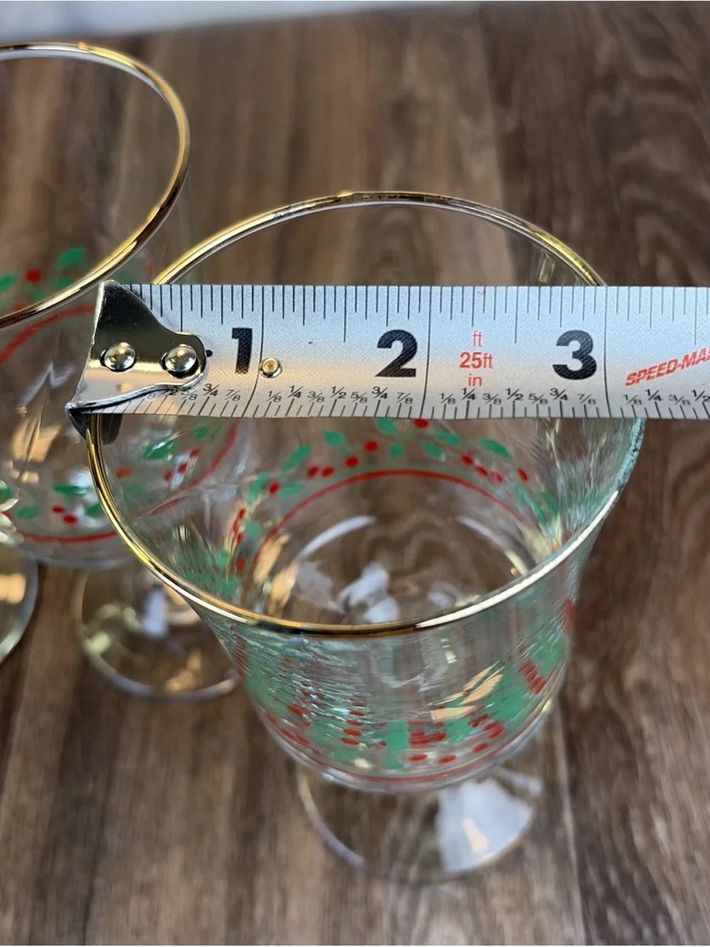 Set of 4 Arby's 1986 Christmas Glass Set Holly Berry Stemmed Goblets Glasses